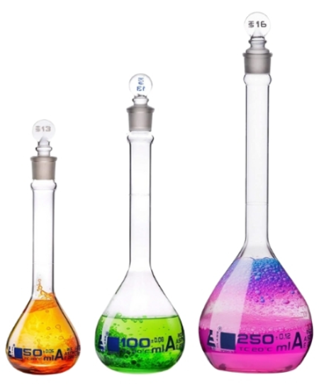Matraz Volumétrico De Vidrio Borosilicato PATIKIL - 100 Ml, 2 Unidades Con Tapón, Tolerancia 0.14 Ml, Para Laboratorio
