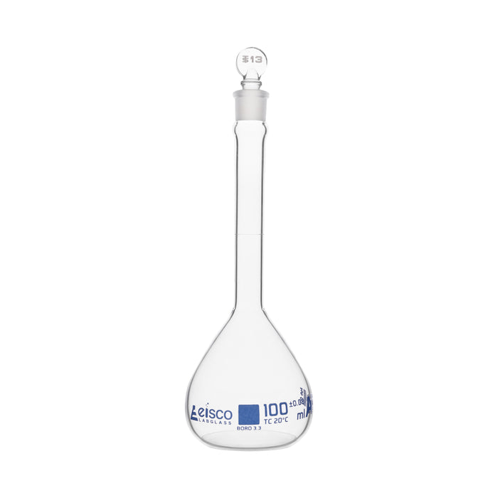 MATRAZ VOLUMÉTRICO (AFORADO) 100ML, CLASE A, SERIALIZADA CON CERTIFICADO INDIVIDUAL EISCO