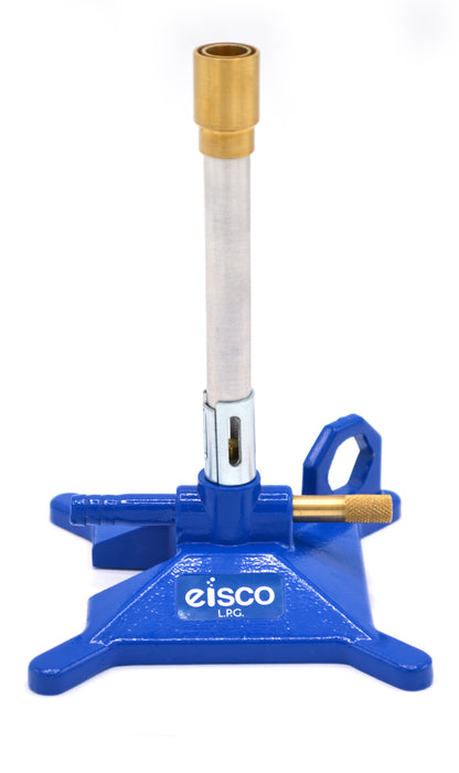 MECHERO DE BUNSEN PREMIUM CON ESTABILIZADOR DE FLAMA, CONTROL DE FLUJO DE GAS Y BASE ANTIVOLCADURA PARA GAS LP EISCO