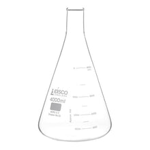 Cargar imagen en el visor de la galería, MATRAZ ERLENMEYER 4000ML BOCA ANGOSTA, ASTM, DOBLE ESCALA DE VIDRIO BOROSILICATO EISCO
