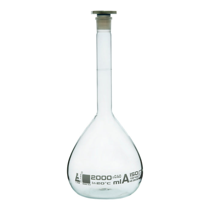 MATRAZ VOLUMÉTRICO (AFORADO) 2000ML, CLASE A, TAPÓN DE POLIPROPILENO EISCO