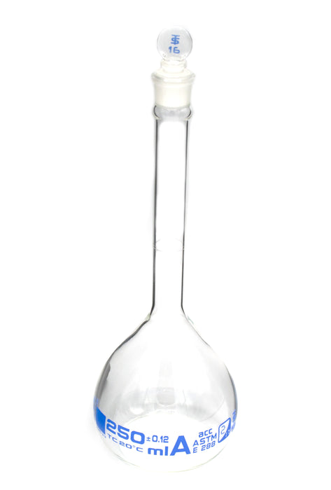 MATRAZ VOLUMÉTRICO (AFORADO) 250ML, CLASE A, SERIALIZADA CON CERTIFICADO INDIVIDUAL EISCO