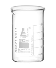 Cargar imagen en el visor de la galería, VASO DE PRECIPITADO REFORZADO 50ML DE VIDRIO BOROSILICATO, FORMA BAJA DE USO RUDO  EISCO
