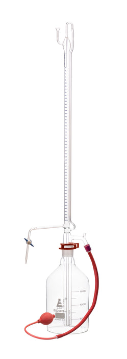 BURETA AUTOMATICA DE 100ML CON LLAVE DE PTFE CLASE A, CERTIFICADO POR LOTES, GRADUACIÓN AZUL EISCO