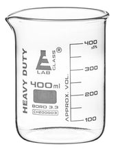 Cargar imagen en el visor de la galería, VASO DE PRECIPITADO REFORZADO 400ML DE VIDRIO BOROSILICATO, FORMA BAJA DE USO RUDO  EISCO
