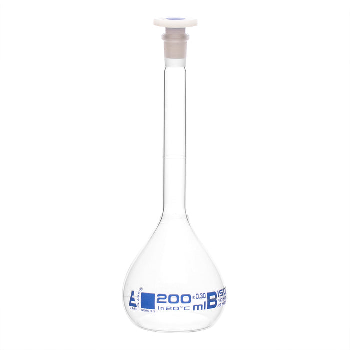 MATRAZ VOLUMÉTRICO (AFORADO) 200ML, CLASE B, TAPÓN DE POLIPROPILENO EISCO