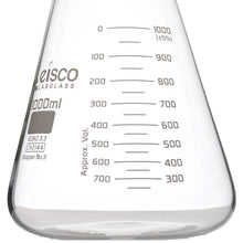Cargar imagen en el visor de la galería, MATRAZ ERLENMEYER 1000ML BOCA ANCHA, ASTM, DOBLE ESCALA DE VIDRIO BOROSILICATO EISCO

