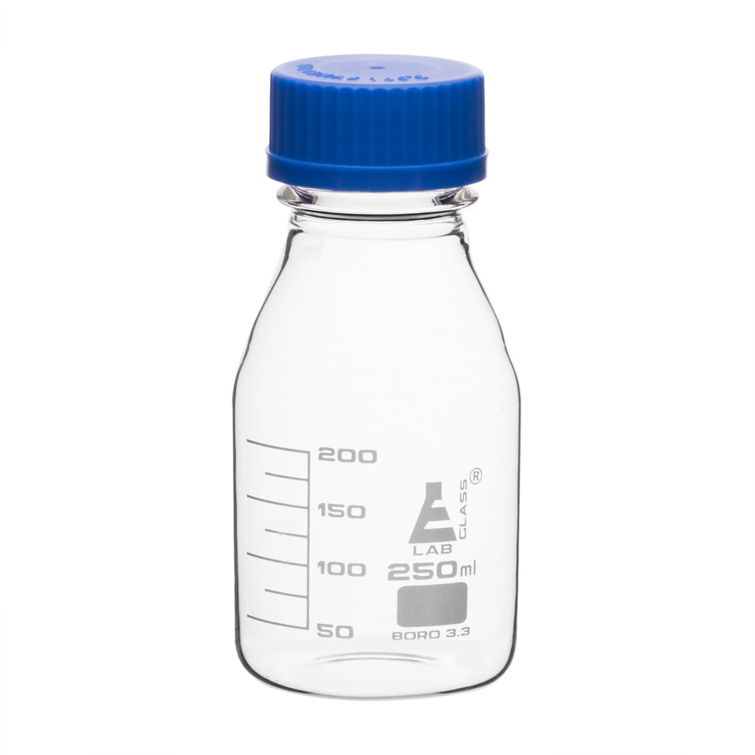 FRASCO PARA LABORATORIO 250ML DE VIDRIO BOROSILICATO TRANSPARENTE, GRADUADA, CON TAPAROSCA EISCO