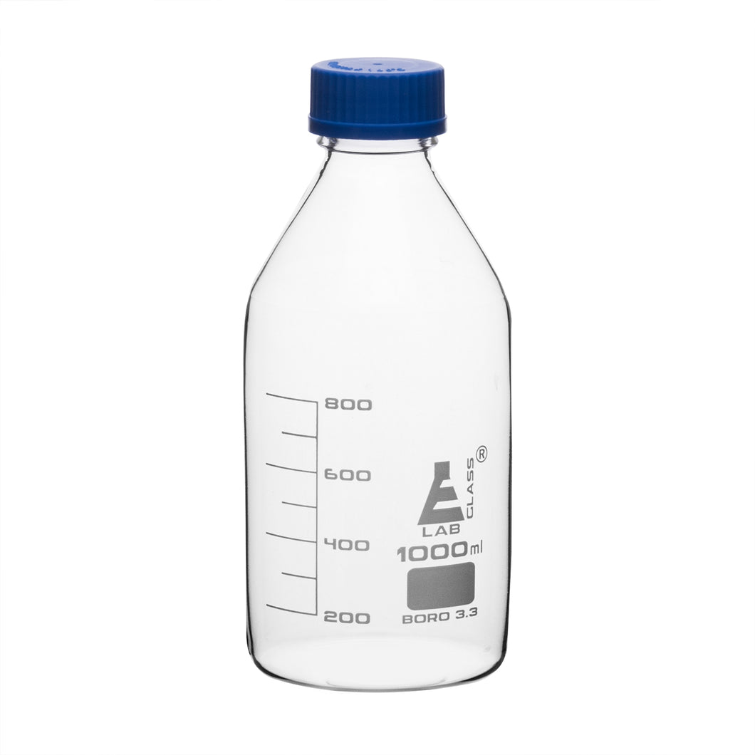 FRASCO PARA LABORATORIO 1000ML DE VIDRIO BOROSILICATO TRANSPARENTE, GRADUADA, CON TAPAROSCA EISCO