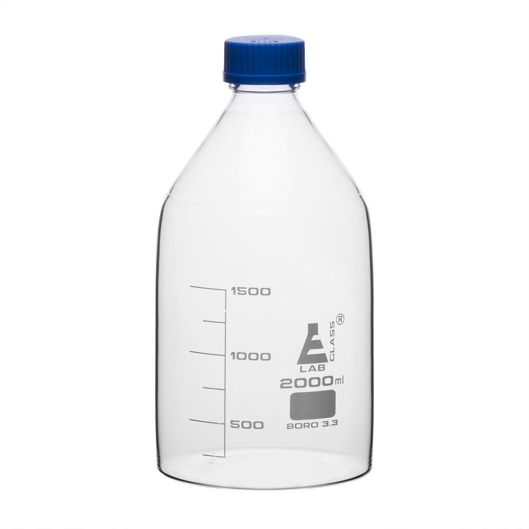 FRASCO PARA LABORATORIO 2000ML DE VIDRIO BOROSILICATO TRANSPARENTE, GRADUADA, CON TAPAROSCA EISCO