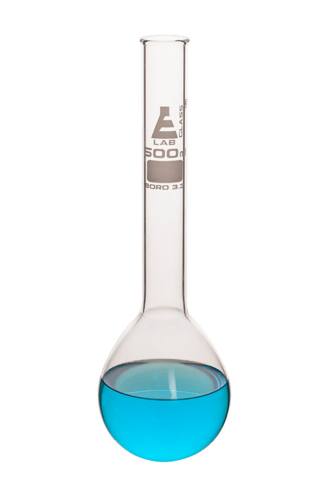 MATRAZ KJELDAHL 500ML DE VIDRIO BOROSILICATO, CUELLO LARGO, FONDO REDONDO EISCO