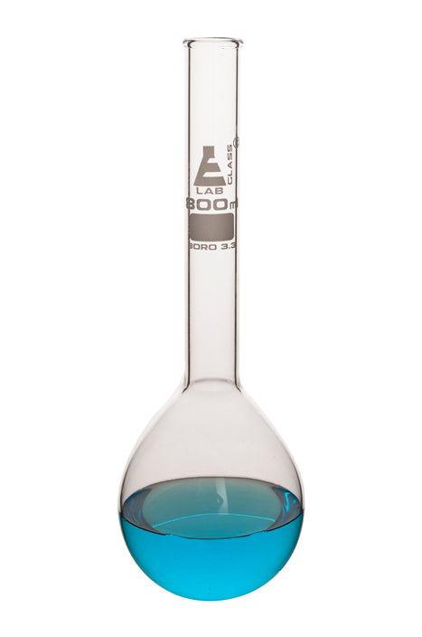 MATRAZ KJELDAHL 800ML DE VIDRIO BOROSILICATO, CUELLO LARGO, FONDO REDONDO EISCO