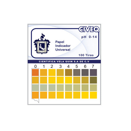 PAPEL INDICADOR DE pH DE 0-14 C/100 PZS. CIVEQ