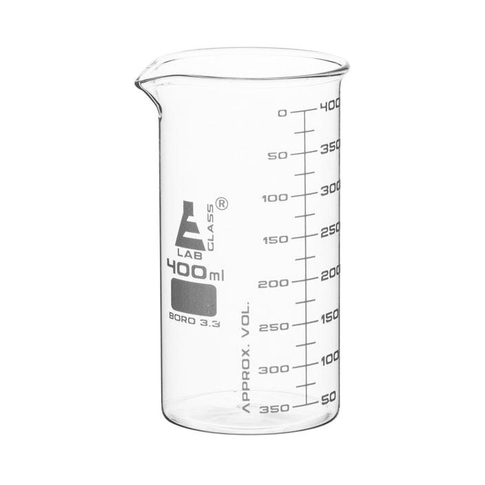 VASO DE PRECIPITADO 400ML FORMA ALTA (BERZELIUS), DOBLE ESCALA, ASTM CON VERTEDERO EISCO