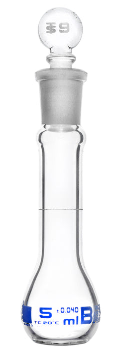 MATRAZ VOLUMÉTRICO (AFORADO) 5ML, CLASE B, ASTM TAPÓN PLANO DE VIDRIO EISCO