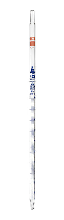 PIPETA SEROLÓGICA 10ML, CLASE A, GRADUACIÓN AZUL, CÓDIGO DE COLOR NARANJA EISCO