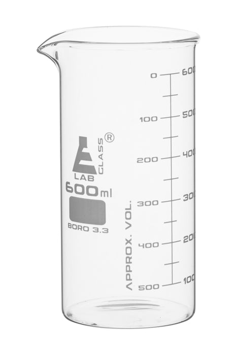 VASO DE PRECIPITADO 600ML FORMA ALTA (BERZELIUS), DOBLE ESCALA, ASTM CON VERTEDERO EISCO